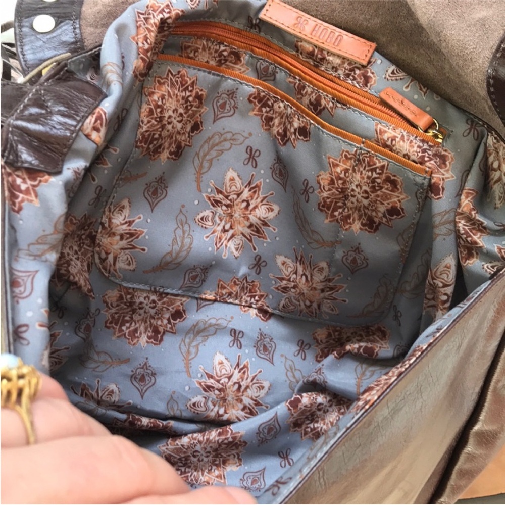 HOBO Brown Leather Crossbody Bag with Gold Studs - Picture 5 of 5